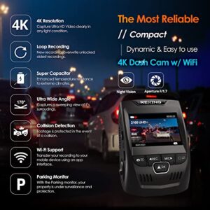 RexingUSA V1-4K Ultra HD Car Dash Cam with Wi-Fi 2.4” LCD Screen | 170° Wide Angle Dashboard Camera Recorder with G-Sensor | WDR | Loop Recording | Supercapacitor | Mobile App | 256GB Supported