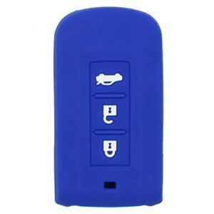 segaden silicone cover protector case holder skin jacket compatible with mitsubishi smart remote key fob cv2520 deep blue