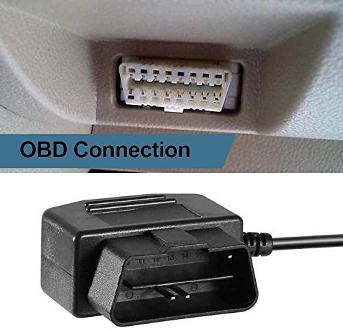 【2 Pack】 OBD Power Cable, Mini USB Port OBD2 Power Cable for Dash Camera 24 Hours Surveillance/Acc Mode with Switch Button, 16Pin OBDII Adapter Hardwire Charger Cable 12-26V to 5V