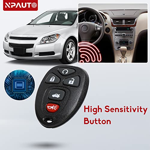 NPAUTO Key Fob Replacement for Chevy Impala 2006 2007 2008 2009 2010 2011 2012 2013, Cadillac DTS Buick Lucerne 2006-2011, Chevy Monte Carlo 06-07 Keyless Entry Remote Start Control OUC60270, OUC60221