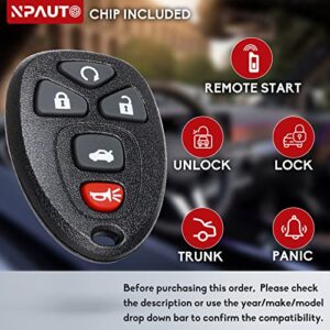 NPAUTO Key Fob Replacement for Chevy Impala 2006 2007 2008 2009 2010 2011 2012 2013, Cadillac DTS Buick Lucerne 2006-2011, Chevy Monte Carlo 06-07 Keyless Entry Remote Start Control OUC60270, OUC60221