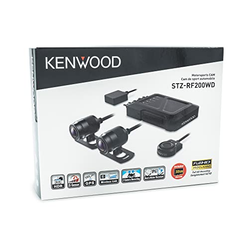 KENWOOD STZ-RF200WD Motorsports Two-Camera 1080p Dual Dash Action-Camera System - WiFi, GPS, G-Sensor Loop, 32GB Card - Perfect for Motorcycles, UTV, ATV & Golf Carts