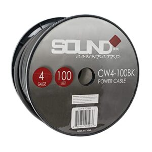 soundbox connected 4 gauge black amplifier amp power/ground wire 100 feet superflex cable 100′ spool