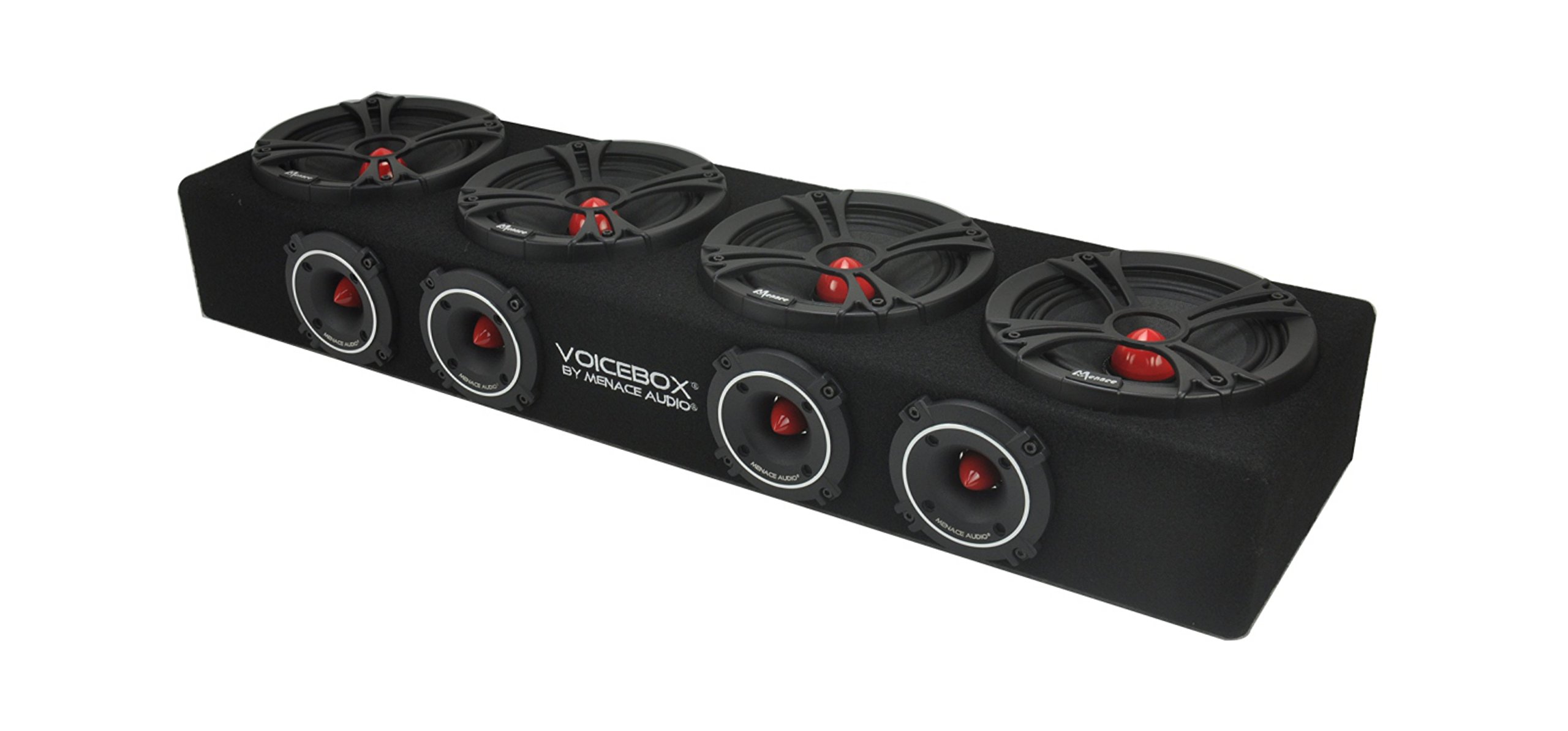 Car Audio Midrange Enclosure 4 x 6.5 2000Watts VOICEBOX® by Menace Audio® (MA-VB6525-4R) RED