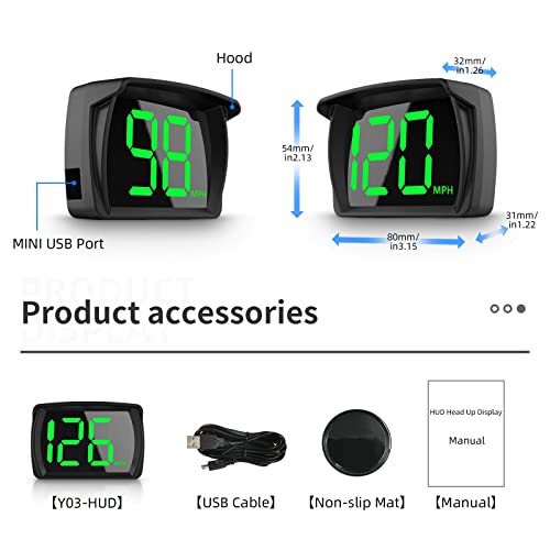 AWOLIMEI Car Hud GPS Speedometer，Head Up Display for Cars with Speed、Mph，USB Plug and Play，Suitable for All Car