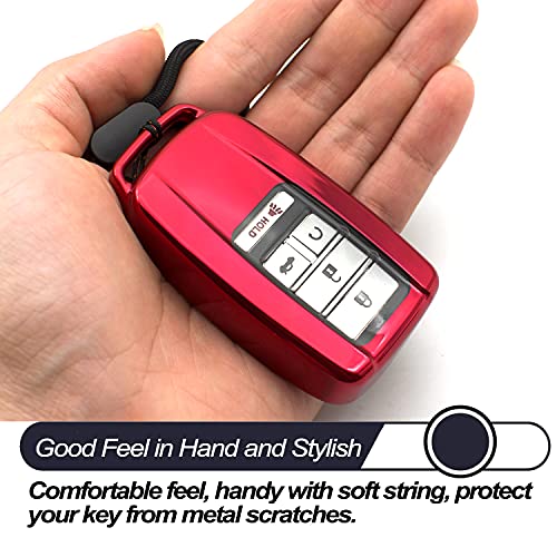 MECHCOS Compatible with Acura RLX RDX MDX ILX TLX Smart 2 3 4 Buttons Red TPU Key Fob Cover Case Remote Holder Skin Protector Keyless Entry Sleeve Accessories, Not Fit Engine Hold Key