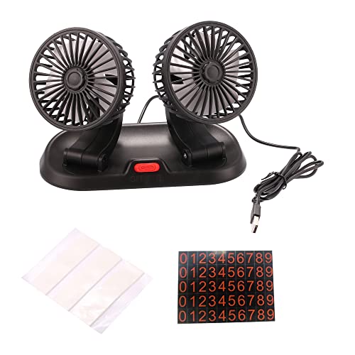 X AUTOHAUX Car Fan 5V USB Electric Car Cooling Fan with 360 Degree Adjustable Dual Head Automobile Vehicle Fan for Car Truck SUV RV Boat Black