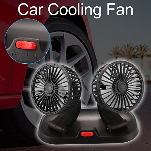 X AUTOHAUX Car Fan 5V USB Electric Car Cooling Fan with 360 Degree Adjustable Dual Head Automobile Vehicle Fan for Car Truck SUV RV Boat Black