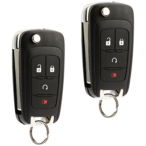 Car Key Fob Keyless Entry Remote Flip fits 2010-2017 Chevy Equinox, Sonic, Trax, Terrain (OHT01060512), Set of 2