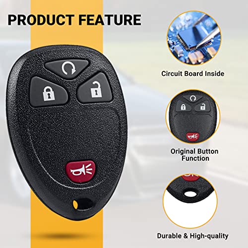 Key Fob Keyless Entry Remote Compatible with Chevrolet Silverado Avalanche Captiva Equinox Express Suburban Tahoe Traverse, GMC Sierra Acadia Savana Yukon, 4 Buttons Replacement OUC60221, OUC60270