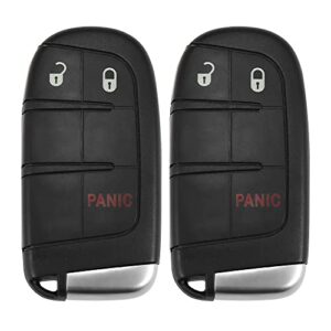 x autohaux 2pcs m3n40821302 replacement keyless entry remote car key fob for dodge journey 11-19 for durango 14-19 for dart 3 buttons with door key 433mhz 46 chip