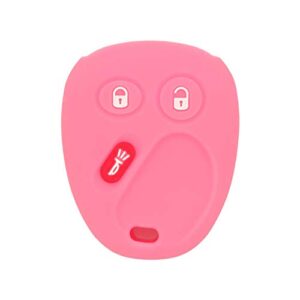 segaden silicone cover protector case holder skin jacket compatible with chevrolet gmc cadillac hummer saturn pontiac 3 button remote key fob cv4610 pink