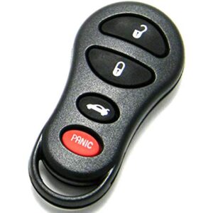 Replacement Case Compatible With Chrysler & Dodge 4-Button Key Fob Remote (FCC ID: GQ43VT9T, P/N: 04759008)