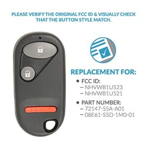 Keyless2Go Replacement for New Keyless Entry Remote Key Fob for Select Civic and Pilot That Use FCC NHVWB1U523 or NHVWB1U521 (2 Pack)