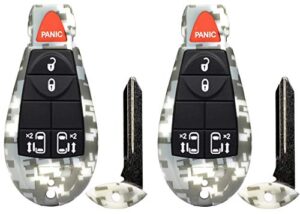 2x new camouflage entry 5 buttons remote start car key fob m3n5wy783x iyz-c01c for compatible with town country dodge grand caravan vw routan.