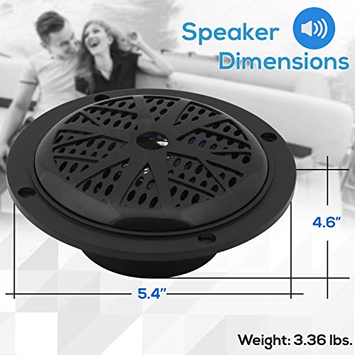 Pyle 4 Inch Dual Marine Speakers - Waterproof and Weather Resistant Outdoor Audio Stereo Sound System with Polypropylene Cone, Cloth Surround and Low Profile Design - 1 Pair - PLMR41B (Black)