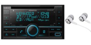 kenwood double-din in-dash cd/mp3/usb bluetooth am/fm car stereo receiver high resolution audio compatibility pandora/iheart radio/spotify/iphone and android app ready with alphasonik earbuds