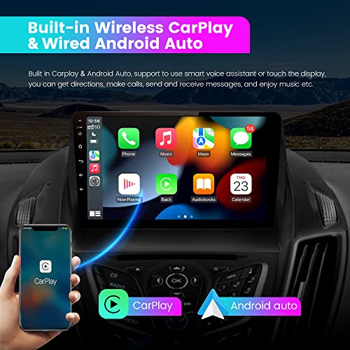 Android 11 [2GB+32GB] Car Radio Compatible for Ford Escape 2013-2016, 9 Inch Touch Screen with GPS/FM/WiFi/USB, Support SWC, Wireless Carplay/Wired Android Auto