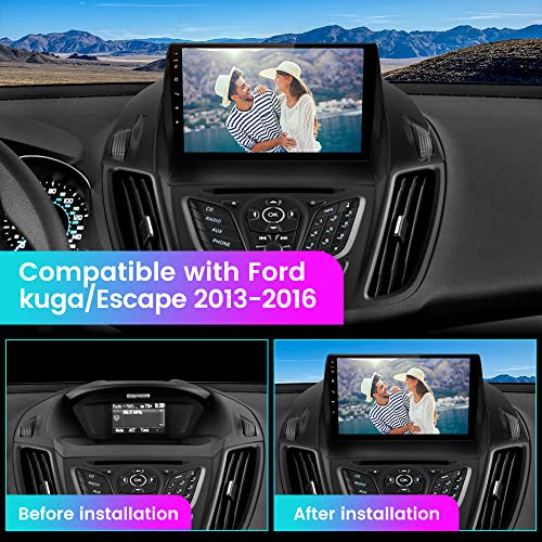 Android 11 [2GB+32GB] Car Radio Compatible for Ford Escape 2013-2016, 9 Inch Touch Screen with GPS/FM/WiFi/USB, Support SWC, Wireless Carplay/Wired Android Auto