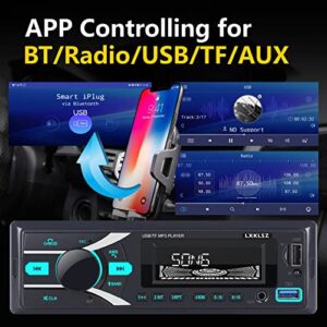 Auto Radio Car Stereo Bluetooth Single Din LCD Audio Radio with APP Control MP3 Player LXKLSZ Supports Hands Free Calling AM/FM Radio AUX Input TF/EQ/USB Fast Charging Radio Receiver