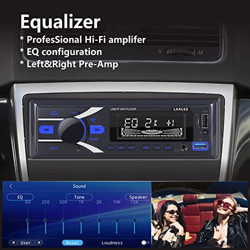 Auto Radio Car Stereo Bluetooth Single Din LCD Audio Radio with APP Control MP3 Player LXKLSZ Supports Hands Free Calling AM/FM Radio AUX Input TF/EQ/USB Fast Charging Radio Receiver