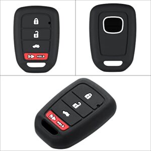 iSaddle for Honda 4 Buttons Key Fob Silicone Case - Keyless Entry Remote Control Straight Car Key Fob Protector for Honda Accord Civic CR-V Crosstour HR-V Fit 2013-2019 MLBHLIK6-1TA (Black)