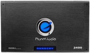 planet audio ac2400.4 anarchy series car audio amplifier – 2400 high output, 4 channel, class a/b, high/low level inputs, high/low pass crossover, bridgeable, full range, for stereo and subwoofer