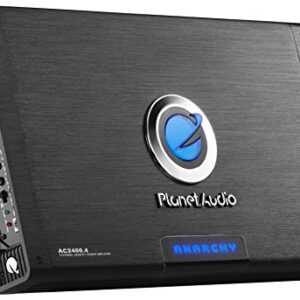 Planet Audio AC2400.4 Anarchy Series Car Audio Amplifier - 2400 High Output, 4 Channel, Class A/B, High/Low Level Inputs, High/Low Pass Crossover, Bridgeable, Full Range, For Stereo and Subwoofer