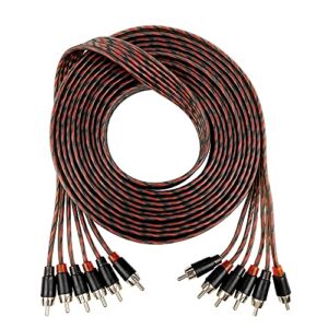 alphasonik 17 feet premium 6 channel hyper-flex rca interconnect signal patch audio cable with x-radial twist wire technology 100% oxygen free copper element certified multiple applications flex-r66