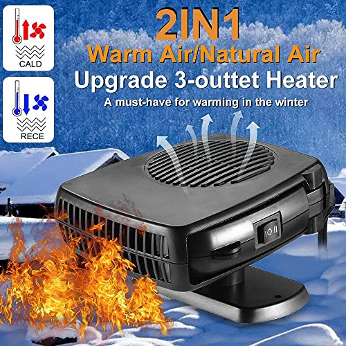 Paddsun 12V DC Portable Car Heater, 150W Anti-Fog Heating Fan Defroster Demister Car Amplifier Cooling Fans for Car SUV Truck Rv Trailer