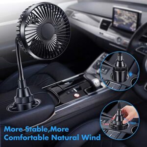 USB Car Fan, Car Cup Holder Fan Mount 3 Speeds Adjustable Gooseneck Fan Cradle for Better Cooling, Large Wind Single-Head Fan Powerful Quiet for Car, SUV Truck, Boat, Seat cup,Golf Car