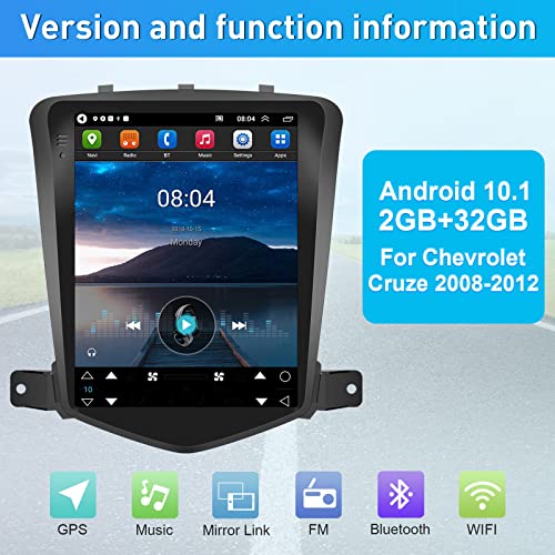 Roinvou 2+32G for 2008-2012 Chevrolet Chevy Cruze J300 Android Car Radio Stereo, 9.7'' Vertical Touchscreen GPS Navigation WiFi SWC Bluetooth FM RDS Mirror Link Backup Camera External Mic CANBUS