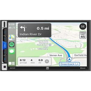 dual dmcpa70 7-inch double-din in-dash mechless receiver with bluetooth, apple carplay, and android auto