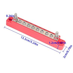 labwork Power Distribution Terminal Block with Cover with 2 x M6 Terminal Studs and 8 x M4 Terminal Screws Battery Bus Bar Replacement for Car Boat Marine Bus Bar Set of 2 (Red+Black)