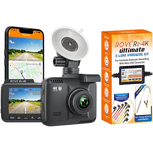 ROVE R2-4K Dash Cam and ROVE Ultimate Hard Wire Kit Bundle