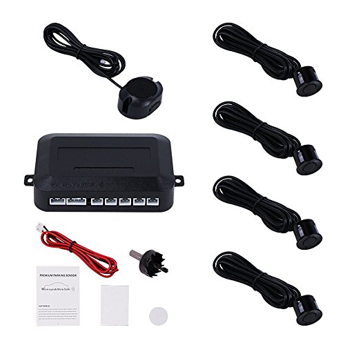 Frostory Car Reverse Backup Parking Sensor Radar System, Buzzer beeps, Detection Distance:30~150CM, Waterproof Sensors (22mm Diameter 2.3M Cable) 4 Packs X60D (Black)