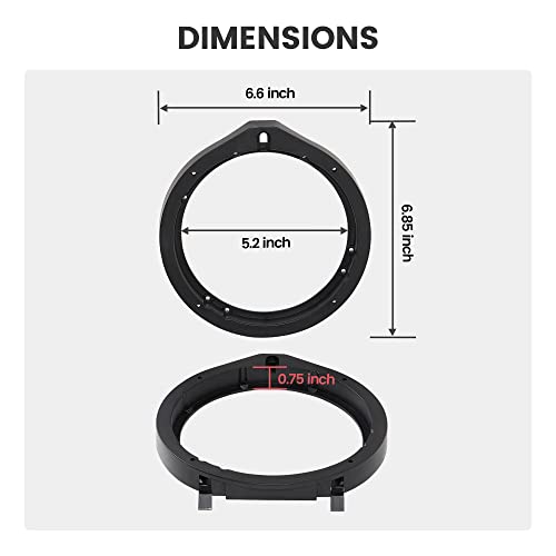 RED WOLF Car Front Rear Door Speaker Adapter 6.5"-6.75" Spacer Rings for 2008-2020 Honda Civic Accord CRV, Acura 2005-2019 Aftermarket Speaker Mount 1 Pair