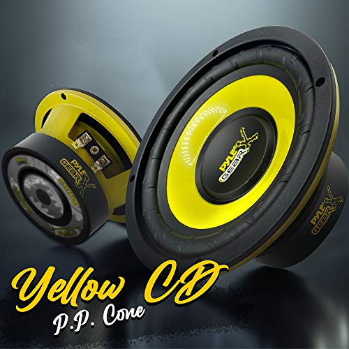 Pyle Car Mid Bass Speaker System - Pro 5 Inch 200 Watt 4 Ohm Auto Mid-Bass Component Poly Woofer Audio Sound Speakers For Car Stereo w/ 30 Oz Magnet Structure, 2.2” Mount Depth Fits OEM - PLG54 Yellow