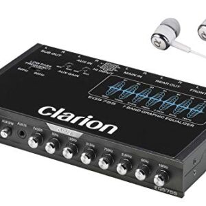 Clarion EQS755 7-Band Car Audio Graphic Equalizer with Front 3.5mm Auxiliary Input, Rear RCA Auxiliary Input and High Level Speaker Inputs