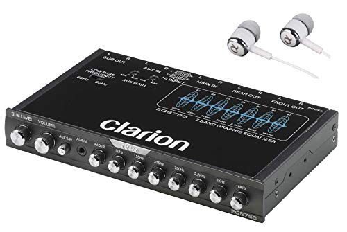 Clarion EQS755 7-Band Car Audio Graphic Equalizer with Front 3.5mm Auxiliary Input, Rear RCA Auxiliary Input and High Level Speaker Inputs