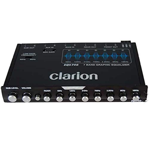 Clarion EQS755 7-Band Car Audio Graphic Equalizer with Front 3.5mm Auxiliary Input, Rear RCA Auxiliary Input and High Level Speaker Inputs