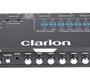 Clarion EQS755 7-Band Car Audio Graphic Equalizer with Front 3.5mm Auxiliary Input, Rear RCA Auxiliary Input and High Level Speaker Inputs