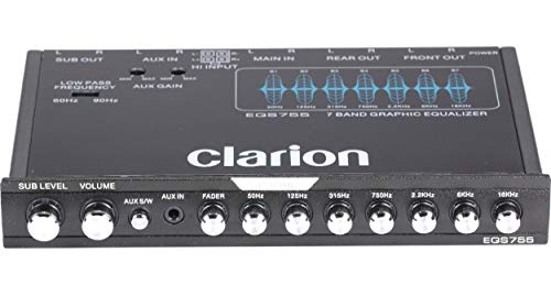 Clarion EQS755 7-Band Car Audio Graphic Equalizer with Front 3.5mm Auxiliary Input, Rear RCA Auxiliary Input and High Level Speaker Inputs