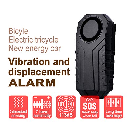 LESOVI Bike Alarm Waterproof with Remote,Door Burglar Alarm Vibration Motorcycle Bicycle, Prevent Robbery and Door Prying, 113dB Loud, Adjustable Sensitivity, Scooter Accessories Vibration Sensors