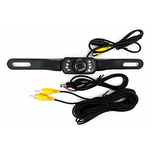 hizpo Car Rear Camera Backup Camera High Definition Color Wide Viewing Angle Universal Waterproof License Plate Backup Camera with 7 Infrared Night Vision LED