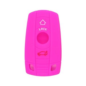 segaden silicone cover protector case holder skin jacket compatible with bmw 3 button smart remote key fob cv9902 rose