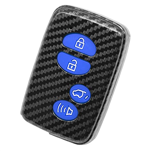 HUWANDJ Smart Key Fob Case Cover Compatible with Scion FRS for Subaru BRZ CROSSTREK Forester WRX for Toyota Avalon Camry Corolla Highlander Prius RAV4 Sequoia VENZA 2 3 4 Button Carbon Fiber Blue