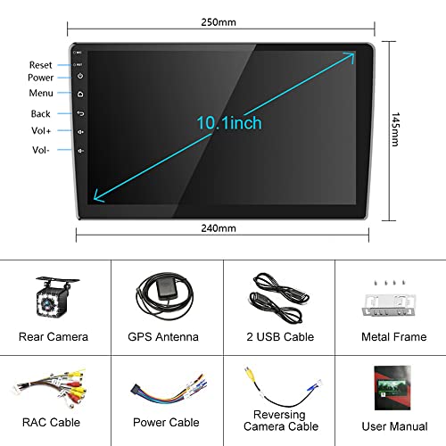2G+32G Double Din 10.1 Inch Android Car Stereo Touchscreen Car Audio Receivers with Bluetooth Car Radio Support WiFi Connect Mirror Link GPS Navigation FM Audio Receivers with Backup Camera Input