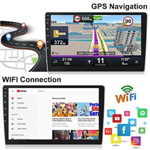 2G+32G Double Din 10.1 Inch Android Car Stereo Touchscreen Car Audio Receivers with Bluetooth Car Radio Support WiFi Connect Mirror Link GPS Navigation FM Audio Receivers with Backup Camera Input