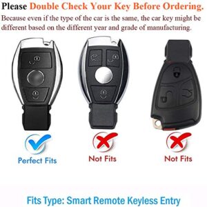 SANRILY 1Pcs Key Fob Cover for Mercedes-Benz A B S M Class AMG W176 W246 for Benz 2-Button Keyless Remote Keychain Holder ABS Protective Shell Soft Silicone Case Black